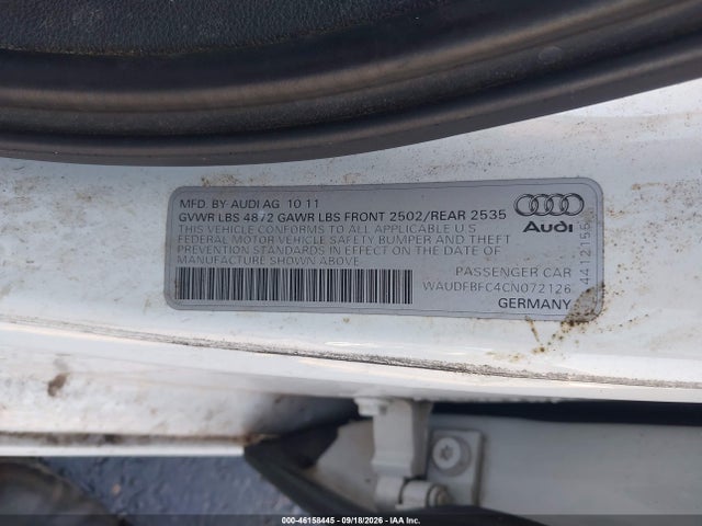 Продажа на аукционе авто 2012 Audi A6 2.0t Premium, vin: WAUDFBFC4CN072126, номер лота: 46158445