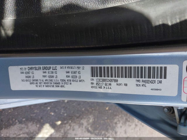 Aukcja sprzedaży 2012 Chrysler 200 Touring, vin: 1C3CCBBB5CN287880, numer aukcji: 46158498