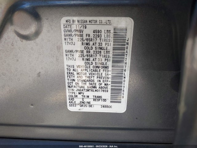 Продажа на аукционе авто 2020 Nissan Rogue Sv Fwd, vin: JN8AT2MT6LW017659, номер лота: 46158581