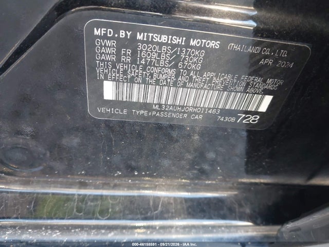 Продаж на аукціоні авто 2024 Mitsubishi Mirage Es/le, vin: ML32AUHJ0RH011463, номер лоту: 46158591