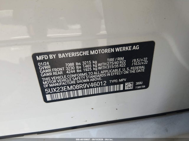 Продажа на аукционе авто 2024 Bmw X7 Xdrive40i, vin: 5UX23EM08R9V46012, номер лота: 46158657