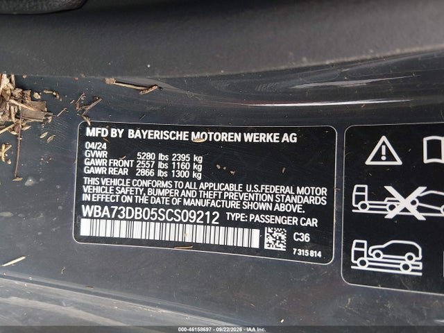 46158697 :رقم المزاد ، WBA73DB05SCS09212 vin ، 2025 Bmw M440i Xdrive مزاد بيع