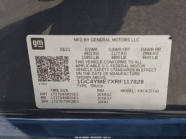 Aukcja sprzedaży 2024 Chevrolet Silverado 2500hd, vin: 1GC4YME7XRF117828, numer aukcji: 46158889