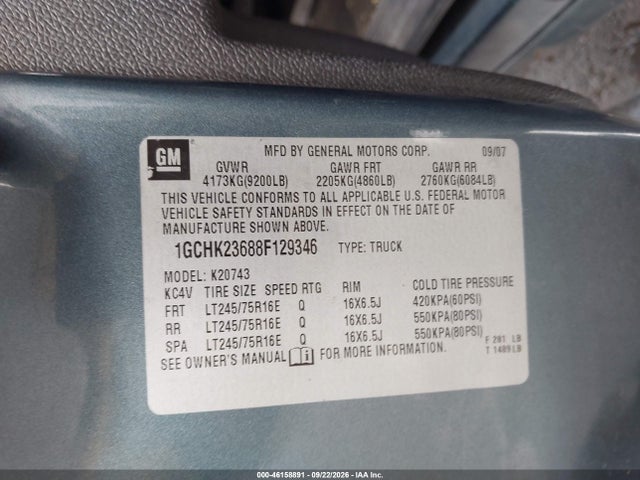 Продажа на аукционе авто 2008 Chevrolet Silverado 2500hd Lt1, vin: 1GCHK23688F129346, номер лота: 46158891