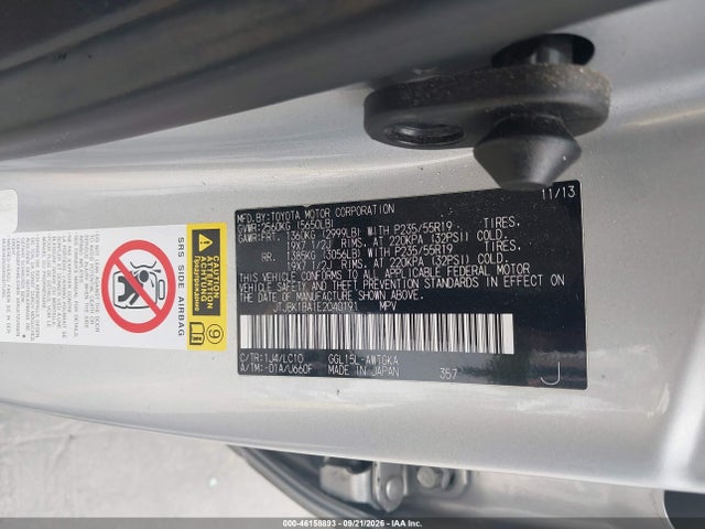46158893 :رقم المزاد ، JTJBK1BA1E2040191 vin ، 2014 Lexus Rx 350 مزاد بيع