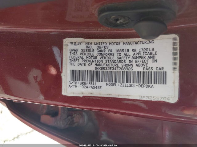 Продажа на аукционе авто 2004 Toyota Corolla Ce, vin: 1NXBR32E34Z208926, номер лота: 46159016