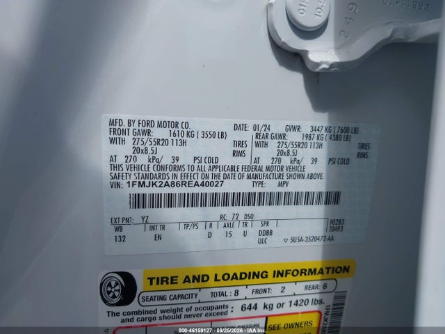 Продажа на аукционе авто 2024 Ford Expedition Limited Max, vin: 1FMJK2A86REA40027, номер лота: 46159127