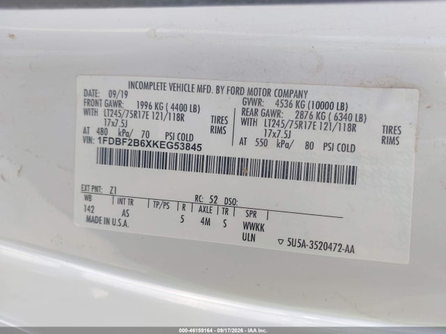 Aukcja sprzedaży 2019 Ford F-250 Xl, vin: 1FDBF2B6XKEG53845, numer aukcji: 46159164