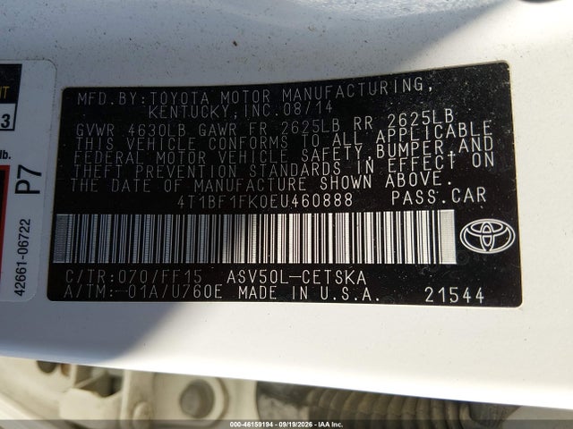 Aukcja sprzedaży 2014 Toyota Camry Se, vin: 4T1BF1FK0EU460888, numer aukcji: 46159194