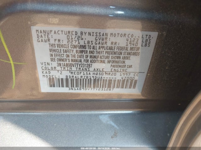 46159199 :رقم المزاد ، 3N1AB9DV7TY231287 vin ، 2026 Nissan Sentra Sr مزاد بيع