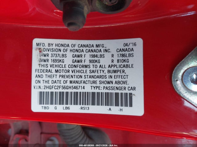 2HGFC2F56GH546714 Honda Civic Lx