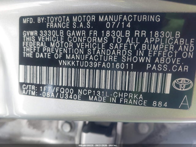 Toyota YARIS L 2015 VNKKTUD39FA016011 Image 9