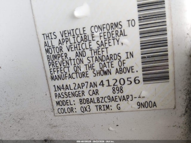 Aukcja sprzedaży 2010 Nissan Altima 2.5 S, vin: 1N4AL2AP7AN412056, numer aukcji: 46159329