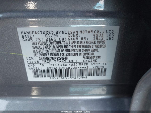 3N1AB8CV6RY290948 Nissan Sentra Sv Xtronic Cvt