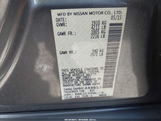 Aukcja sprzedaży 2015 Nissan Altima 2.5 Sv, vin: 1N4AL3AP8FC444653, numer aukcji: 46159413