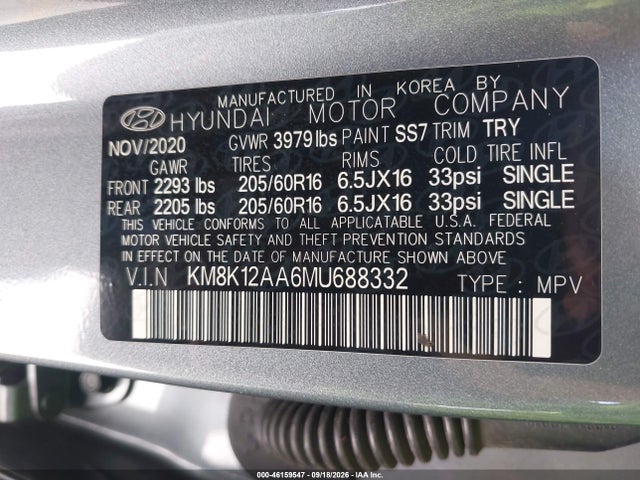 Hyundai Kona Se 2021 KM8K12AA6MU688332 Image 9