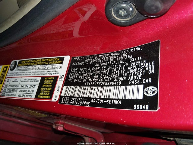 Toyota CAMRY LE 2014 4T4BF1FK2ER396410 Image 9