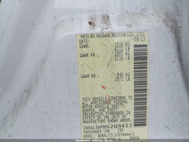 46159612 :رقم المزاد ، 1N4AL3AP9EN209455 vin ، 2014 Nissan Altima 2.5 Sv مزاد بيع