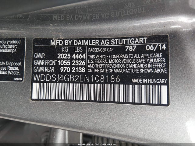 2014 Mercedes-benz Cla 250 4matic მანქანა იყიდება აუქციონზე, vin: WDDSJ4GB2EN108186, აუქციონის ნომერი: 46159631