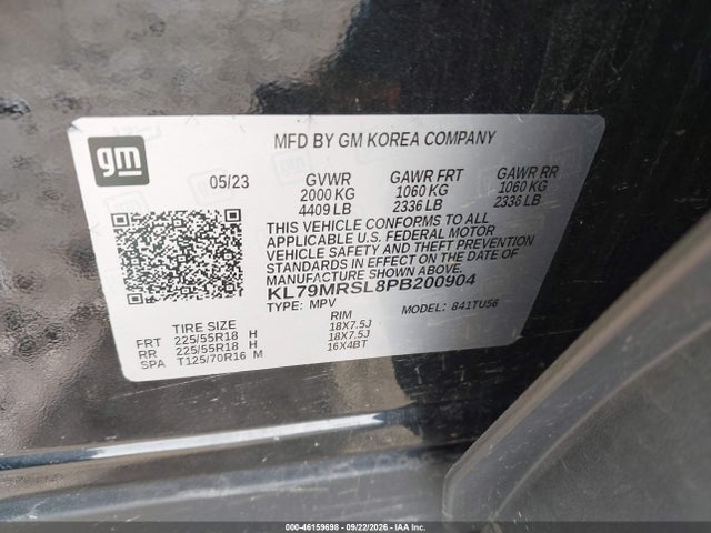 46159698 :رقم المزاد ، KL79MRSL8PB200904 vin ، 2023 Chevrolet Trailblazer Awd Lt مزاد بيع