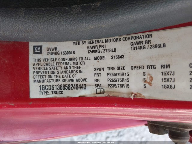 Aukcja sprzedaży 2005 Chevrolet Colorado Ls, vin: 1GCDS136858248443, numer aukcji: 46159711