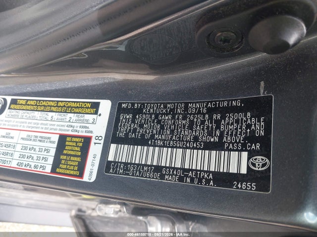 2016 Toyota Avalon Limited მანქანა იყიდება აუქციონზე, vin: 4T1BK1EB5GU240453, აუქციონის ნომერი: 46159718