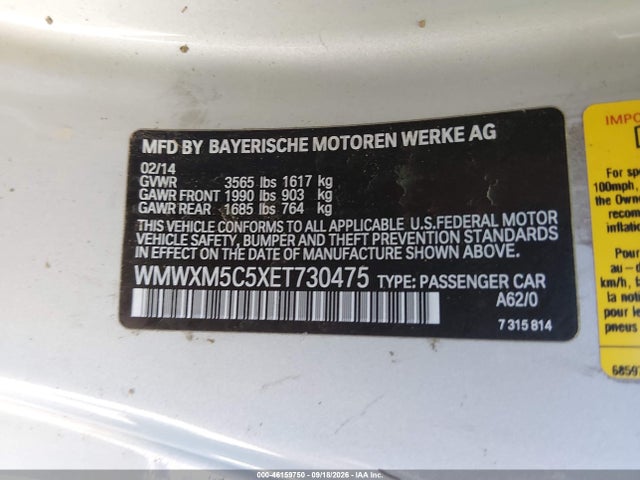 Aukcja sprzedaży 2014 Mini Hardtop Cooper, vin: WMWXM5C5XET730475, numer aukcji: 46159750