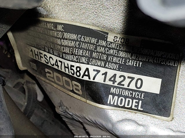 2008 Honda Gl1800 მანქანა იყიდება აუქციონზე, vin: 1HFSC47H58A714270, აუქციონის ნომერი: 46159774
