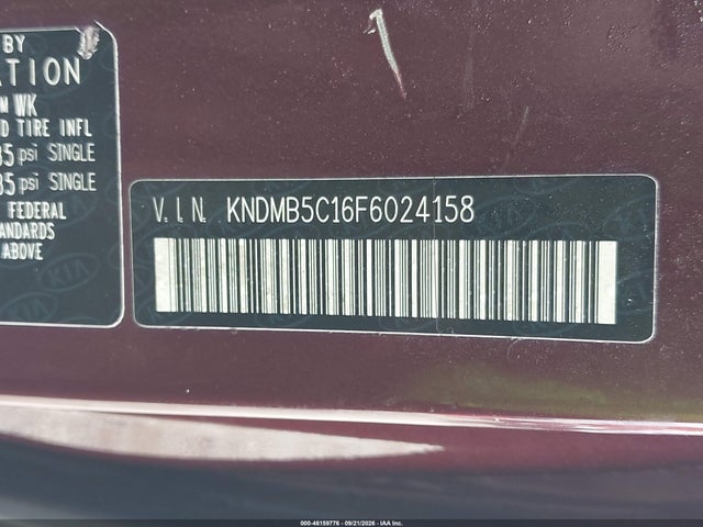 2015 Kia Sedona Lx მანქანა იყიდება აუქციონზე, vin: KNDMB5C16F6024158, აუქციონის ნომერი: 46159776