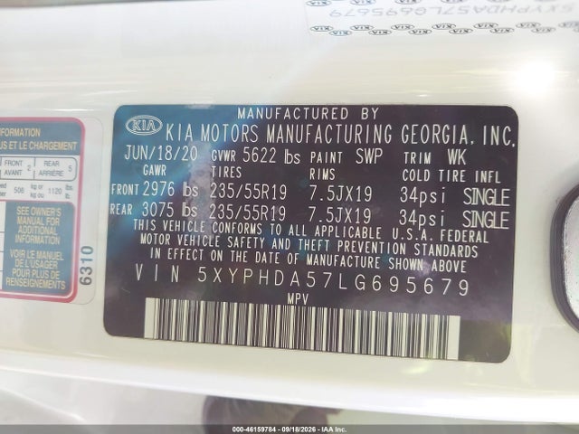KIA Sorento 3.3l Ex 2020 5XYPHDA57LG695679 Image 9