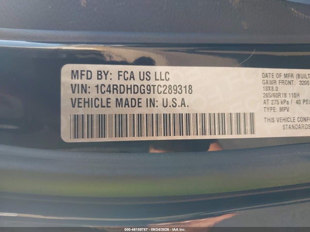 Продажа на аукционе авто 2026 Dodge Durango Gt Rwd, vin: 1C4RDHDG9TC289318, номер лота: 46159787