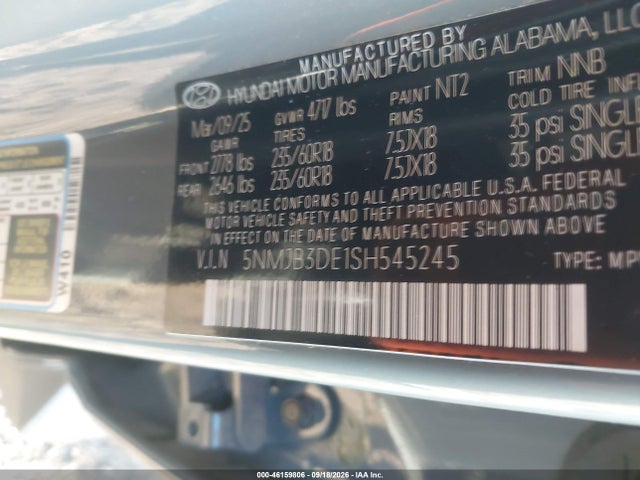 Продажа на аукционе авто 2025 Hyundai Tucson Sel, vin: 5NMJB3DE1SH545245, номер лота: 46159806