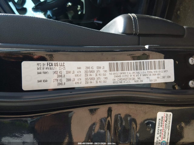 Aukcja sprzedaży 2015 Dodge Durango Sxt, vin: 1C4RDHAG2FC201301, numer aukcji: 46159899