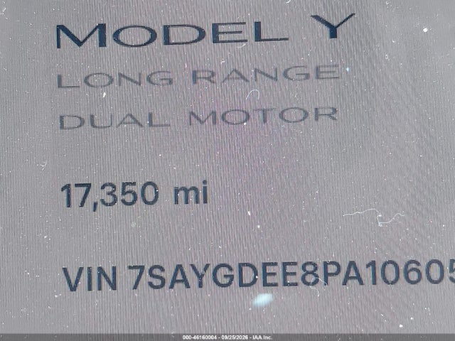 Продажа на аукционе авто 2023 Tesla Model Y Awd/long Range Dual Motor All-wheel Drive, vin: 7SAYGDEE8PA106055, номер лота: 46160004