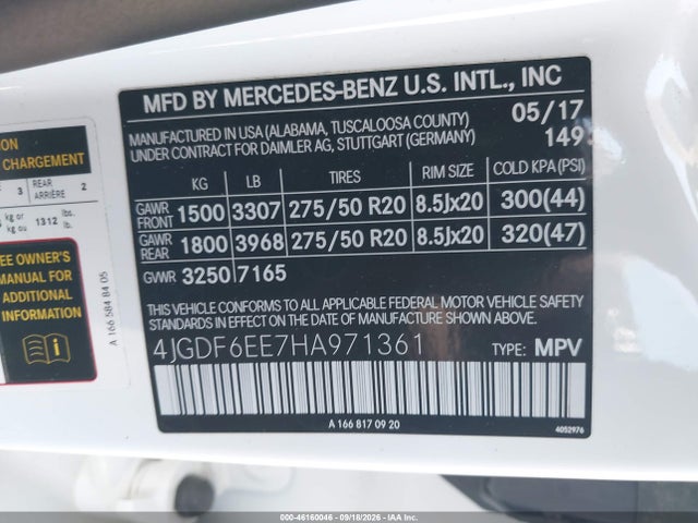 4JGDF6EE7HA971361 Mercedes-Benz Gls 450 4matic