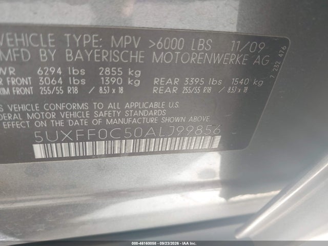 46160058 :رقم المزاد ، 5UXFF0C50ALJ99856 vin ، 2010 Bmw X5 Xdrive35d مزاد بيع