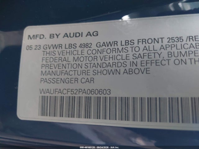 Продажа на аукционе авто 2023 Audi A5 Sportback Premium Plus 45 Tfsi S Line Quattro S Tronic, vin: WAUFACF52PA060603, номер лота: 46160128