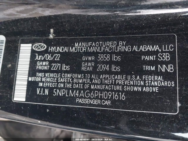 46160161 :رقم المزاد ، 5NPLM4AG6PH091616 vin ، 2023 Hyundai Elantra Sel مزاد بيع