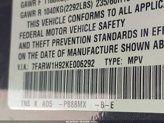 Honda Cr-v Touring 2019 7FARW1H92KE006292 Image 9