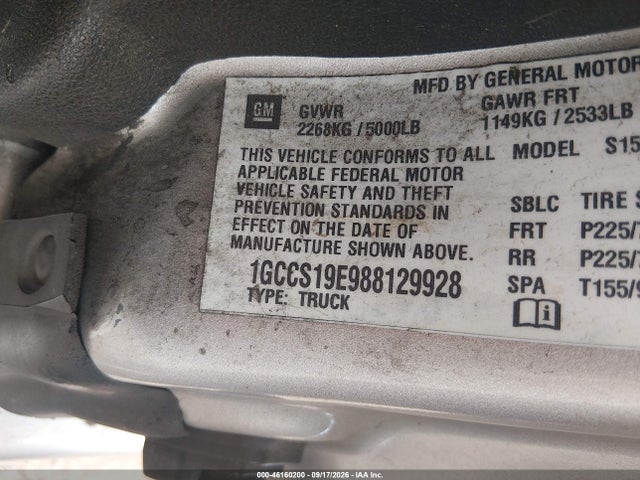 Aukcja sprzedaży 2008 Chevrolet Colorado Lt, vin: 1GCCS19E988129928, numer aukcji: 46160200