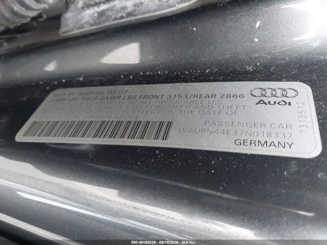 Продажа на аукционе авто 2007 Audi S8 5.2, vin: WAUPN44E37N018337, номер лота: 46160339