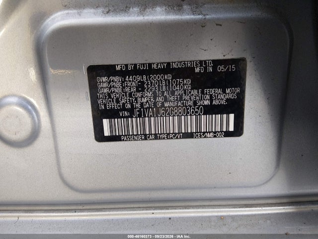 Subaru Wrx Limited 2016 JF1VA1J62G8803650 Image 9