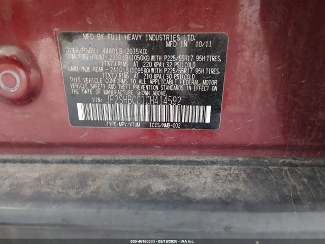 Aukcja sprzedaży 2012 Subaru Forester 2.5x Premium, vin: JF2SHBCC1CH414592, numer aukcji: 46160384
