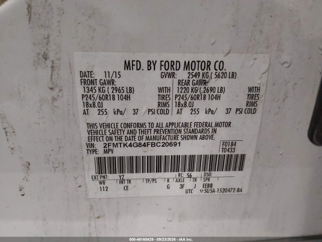 2FMTK4G84FBC20691 Ford EDGE SE