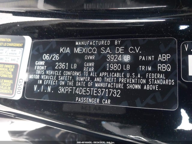 Aukcja sprzedaży 2026 Kia K4 Lxs, vin: 3KPFT4DE5TE371732, numer aukcji: 46160458