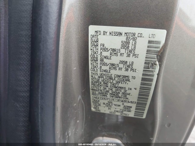 Aukcja sprzedaży 2002 Nissan Frontier Xe-v6, vin: 1N6ED26Y12C350948, numer aukcji: 46160465
