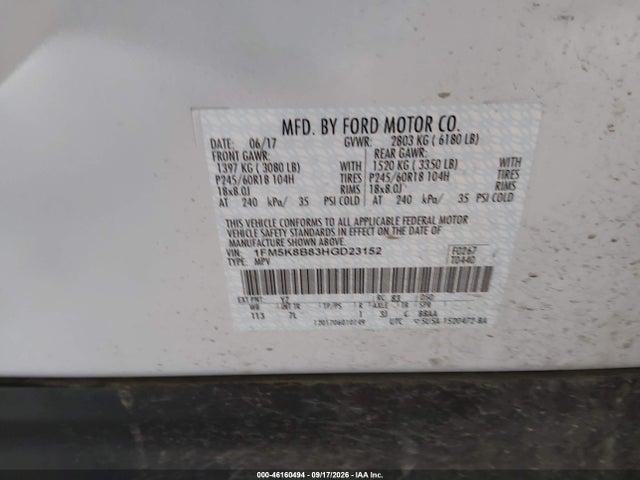 Ford Explorer 2017 1FM5K8B83HGD23152 Image 9