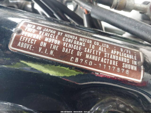 Продаж на аукціоні авто 1972 Honda Cb750, vin: CB7501117878, номер лоту: 46160538