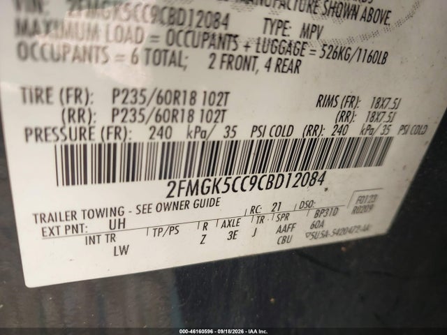 Продажа на аукционе авто 2012 Ford Flex Sel, vin: 2FMGK5CC9CBD12084, номер лота: 46160596