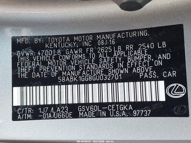 58ABK1GG8GU032701 Lexus ES 350